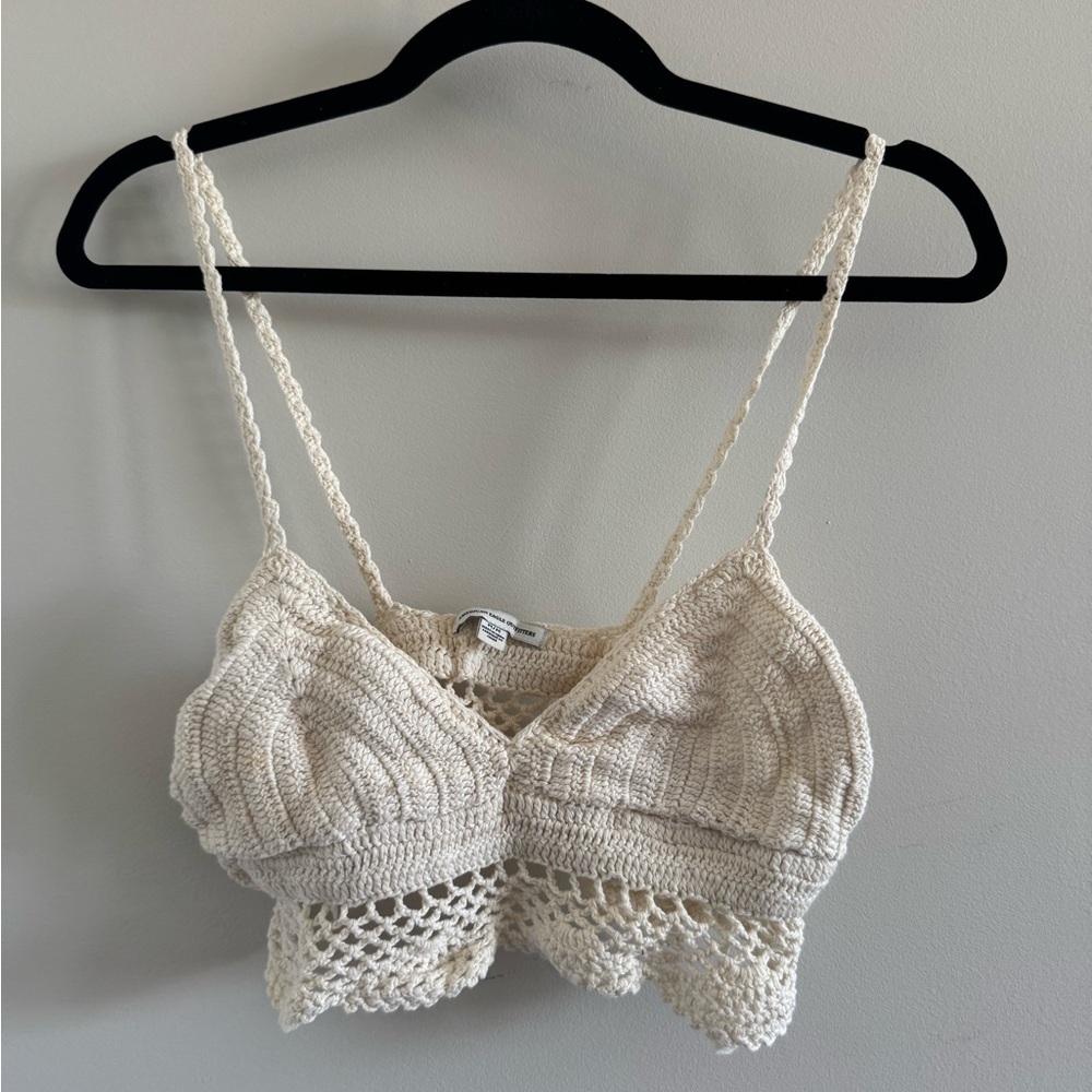 American Eagle Cream Crochet Bralette Top